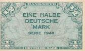 Deutschland Bank Deutscher Länder 1/2 Mark ohne Kenn-Bst und Serie -