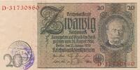 Deutschland Weimarer Republik 3. Reich Luxemburg 50 Reichsmark Reichsbanknote mit luxemburgischem Gemeinde-, Post-, Sparkassenstempel, KN 8Stellig Serie B/D -