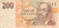Tschechien 200 Korun Kronen Banknote, Jan Amos Komensky -