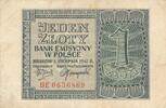 Polen 1 Zlotych Zloty 1941 Banknote VF