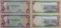 Jamaika 2* 1 Dollar Banknoten 2 Stück lot -