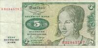 Deutschland BRD 5 Deutsche Mark DM Bundesbanknote B/T -