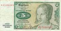 Deutschland BRD 5 Deutsche Mark DM Bundesbanknote B/U -