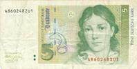 Deutschland BRD 5 Deutsche Mark DM Bundesbanknote A/U -