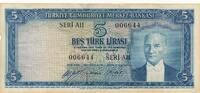 Türkei Türkiye 5 Türk Lira Lirasi (1952) 1930 Bes Türk lirasi Türkiye Cu... 80,00 EUR  plus 6,00 EUR verzending