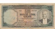 Türkei Türkiye 500 Türk Lira Lirasi 1959 Besyüz Türk lirasi Türkiye Cumh... 145,00 EUR  plus 6,00 EUR verzending