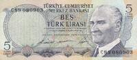 Türkei Türkiye 5 Lira Türk Lirasi 1968 Bes Türk lirasi Türkiye Cumhuriye... 9,00 EUR  plus 6,00 EUR verzending