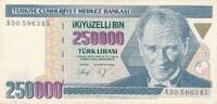 Türkei Türkiye 250000 Türk Lira Lirasi Ikiyüzelli bin Türk lirasi Türkiye Cumhuriyeti Kemal Atatürk 1970 -