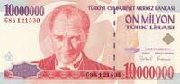 Türkei Türkiye 10 Millionen Lira Türk Lirasi On Milyon Türk lirasi Türkiye Cumhuriyeti Kemal Atatürk 1970 -