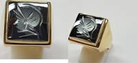 8 Karat Herrenring Goldring 333er Gold Ring Gelbgold Hämatit Wappenring -