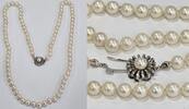 Goldschmuck Perlenschmuck Lange Perlenkette Akoya Perlen 585 14 Karat Gold Weißgold Perlencollier -