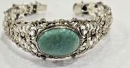Unikat Silberschmuck 835er Silber vintage Amazonit silber Armreif Silberamreif Armschmuck -