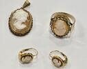 Goldschmuck Gemmenschmuck 8 Karat 333er Gold Anhänger Ring Ohrringe mit Gemme, Set -