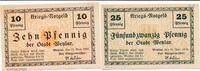 Deutsches Reich Deutschland 5 und 10 Pfennig Notgeldschein Stadt Wetzlar Rheinland Hessen -