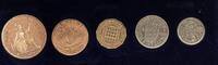 Großbritannien 1/2, 1 Penny , 3 , 6 Pence, 1 Shilling Royal Majesty Collection 5x Münzen Lot -