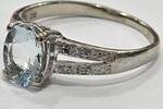 Goldschmuck Weißgold 14K 585 er Gold Ring mit Auqamarin und Brillant Goldring -