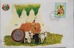 Laos 20 Cents Münze und Briefmarke Numisbrief -