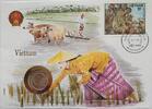 Vietnam 5 Hao Münze und Briefmarke Numisbrief -