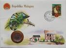 Madagaskar 5 Francs Münze und Briefmarke Numisbrief -