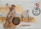 Argentinien 1 Peso Münze und Briefmarke Numisbrief -