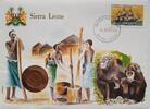 Sierra Leone 1/2 Cent Münze und Briefmarke Numisbrief -