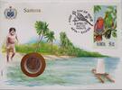 Samoa 5 Sene Münze und Briefmarke Numisbrief -