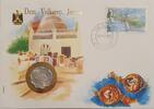 Demokratische Volksrepublik Jemen 10 Fils Münze und Briefmarke Numisbrief -