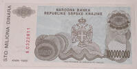 Kroatien 100 Millionen Dinara Banknote -