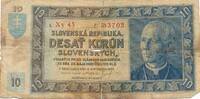 Slowakei Slovakei 10 Korun Kronen Banknote -