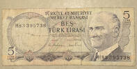 Türkei 5 Lira Banknote -
