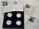 4x Silber Medaillen, 999/1000er Feinsilber 1949-1999 Deutschland BRD DEUTSCHE POST 50 JAHRE GRUNDGESETZ PP,  org Schatulle+Zertifikat