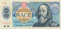 Tschechien, Czechoslovakia / Tschechoslowakei 20 Korun Banknote -