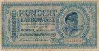 3. Reich, Deutschland Ukraine 100 Karbowanez Banknote, Besatzung II. Weltkrieg, Rowno, KN 6 Stellig -