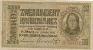 3. Reich, Deutschland Ukraine 200 Karbowanez Banknote, Besatzung II. Weltkrieg, Rowno, KN 7 Stellig -