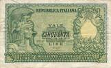 50 Lire 1951 Italien Banknote III
