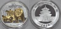 China 10 Yuan Panda Silbermünze 1 oz Unze teilvergoldet Ag 999 -