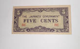 Burma, Japan. Besetzung 5 Cents Banknote -