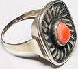 Silberschmuck 800er Silber Silberring, Sterling Silver und orenger Koralle -