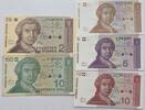Kroatien 1, 5, 10, 25, 100 Dinar Banknote 5 Stück -