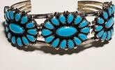 Silberschmuck 925er Silber Vintage Zuni Alice Quam Turquoise Silber Aarmband -