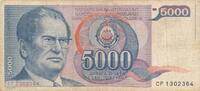 Jugoslawien 5000 Dinara 1985 Banknote III- 1,50 EUR  Excl. 6,00 EUR Verzending