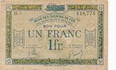 Frankreich, Weimarer Republik, Besetztes 1 Franc 1919-1935 Banknote III 6,00 EUR  Excl. 6,00 EUR Verzending