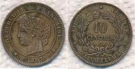 10 Centimes 1887 A Frankreich Cereskopf, Prägung  A  Paris Cérès III REPUBLIC vorzüglich