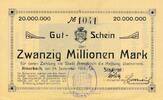 Deutsches Reich Deutschland Bayern 20 Millionen Mark Notgeld der Stadt Amorbach im Odenwald, Gotthardt Ruine -