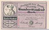 Deutsches Reich Deutschland Bayern 100000 Mark Notgeldschein der Stadt Bad Tölz -