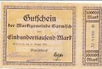 Deutsches Reich Deutschland Bayern 100000 Mark Notgeldschein Marktgemeinde Garmisch (vor dem Zusammenschluss mit Partenkirchen) -