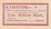 Deutsches Reich Deutschland Bayern 1 Million Mark Notgeld der Bayerischen Zentral-Darlehnskasse München, ausgestellt in Gotteszell -