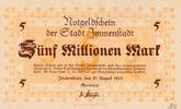 Deutsches Reich Deutschland Bayern 5 Millionen Mark Notgeldschein der Stadt Immenstadt -