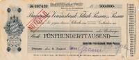 Deutsches Reich Deutschland Bayern 500.000 Mark Notgeld, Scheck Bayerische Vereinsbank, Filiale Passau -