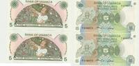 Uganda FIVE SHILLINGS 2 Banknoten Bank of Uganda -